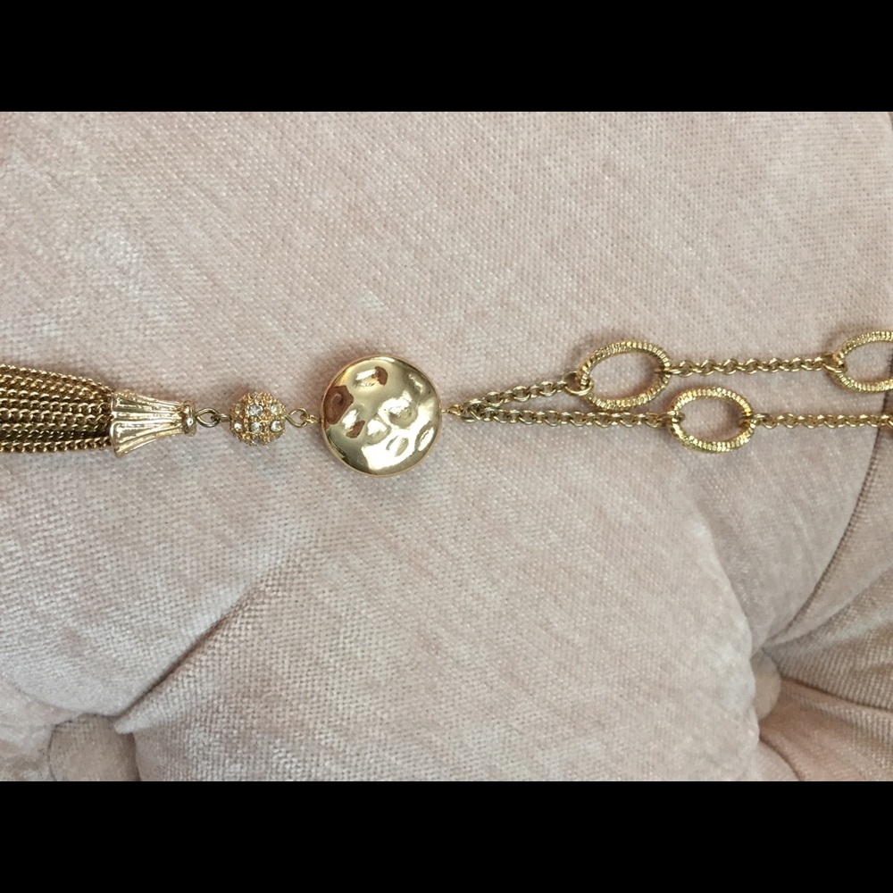 Long faux gold necklace